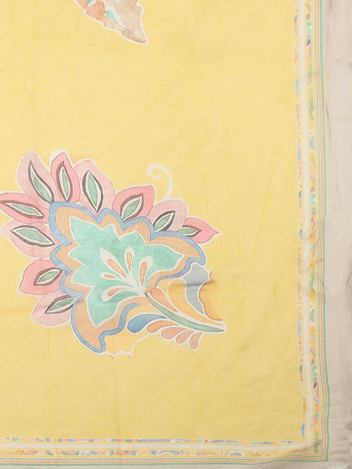 Embroidered Cotton Blend Unstitched Suit With Pant &amp; Dupatta
