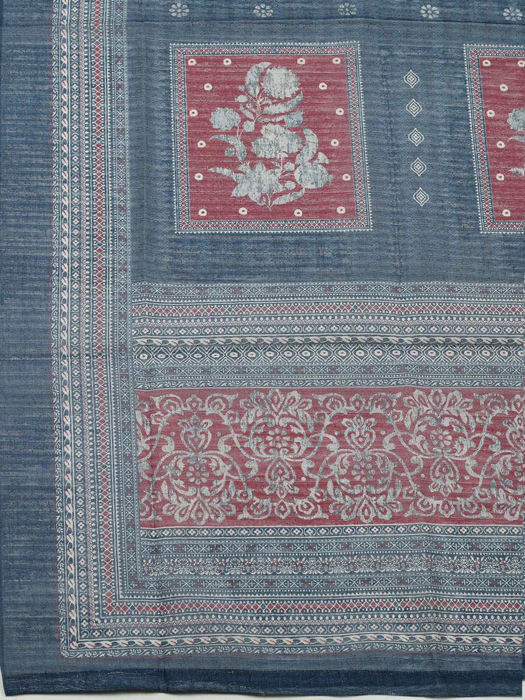 Printed Cotton Blend Unstitched Suit With Pant &amp; Dupatta