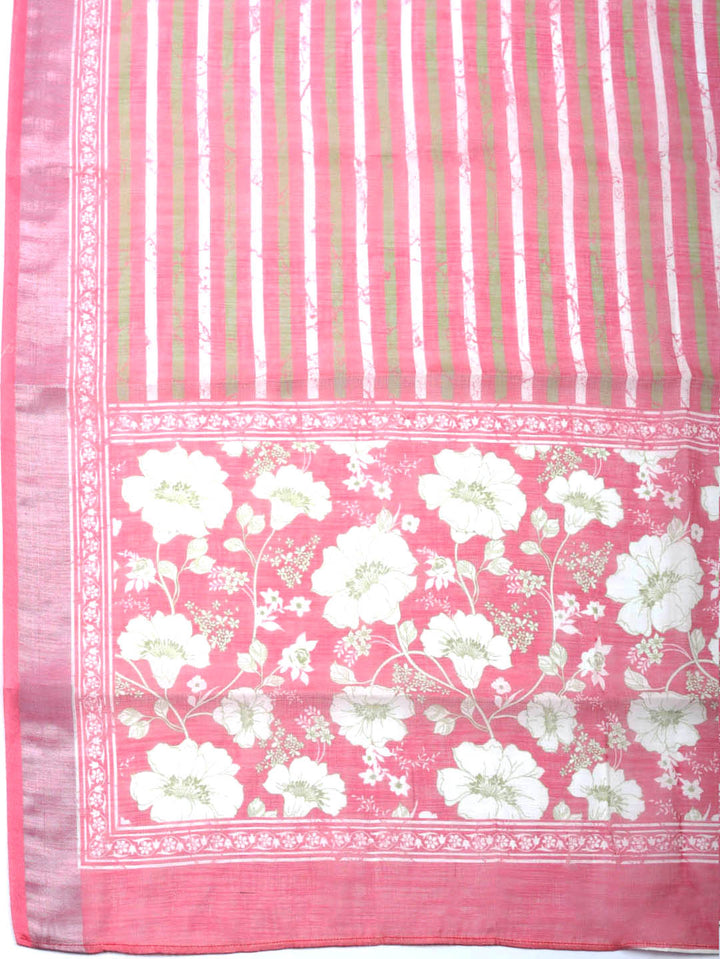 Embroidered Linen Blend Unstitched Suit With Pant &amp; Dupatta