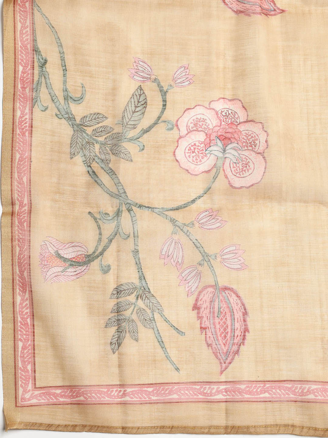 Neck Embroidered Chanderi Unstitched Suit With Dupatta