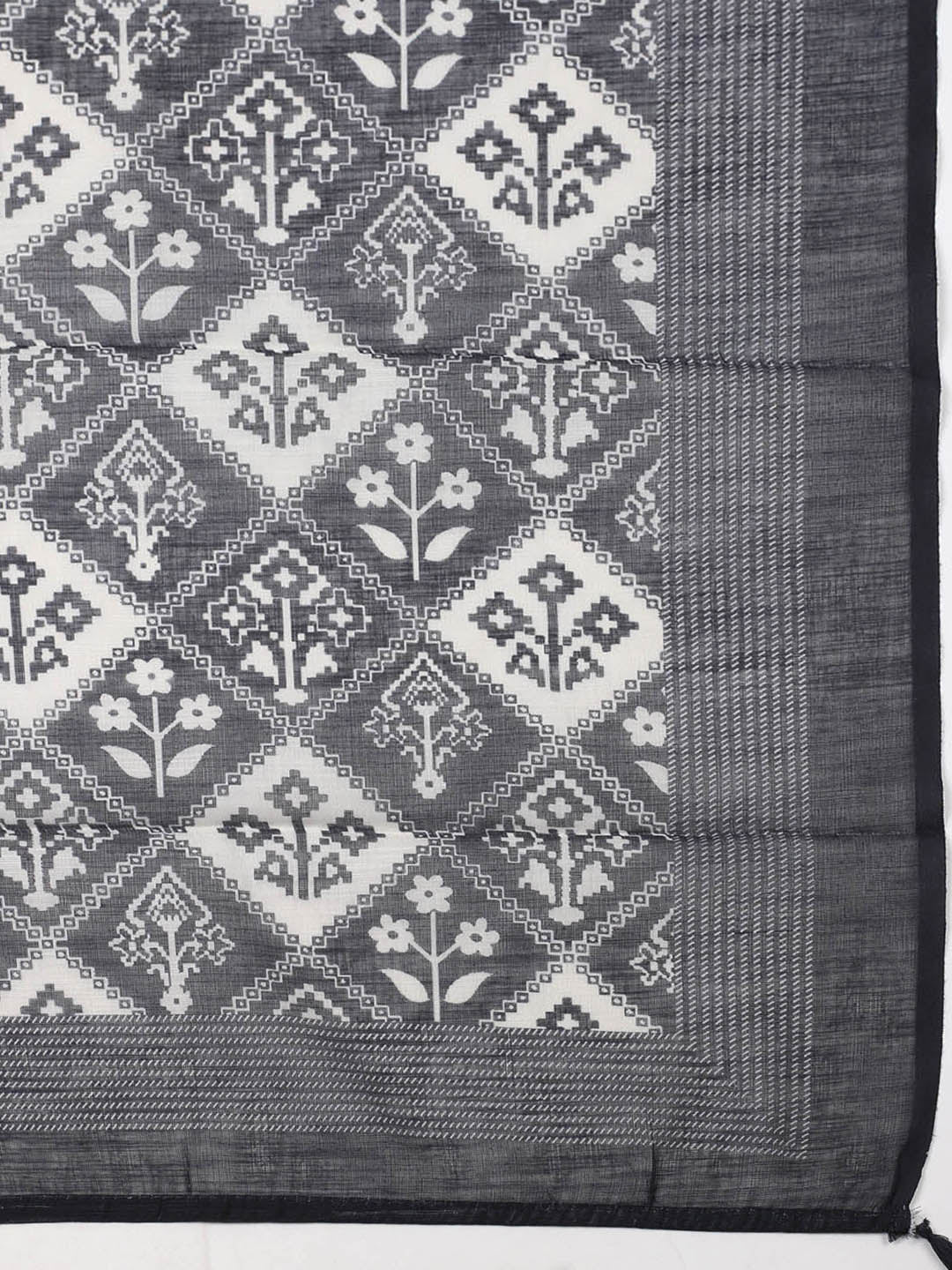 Embroidered Linen Blend Unstitched Suit With Pant &amp; Dupatta
