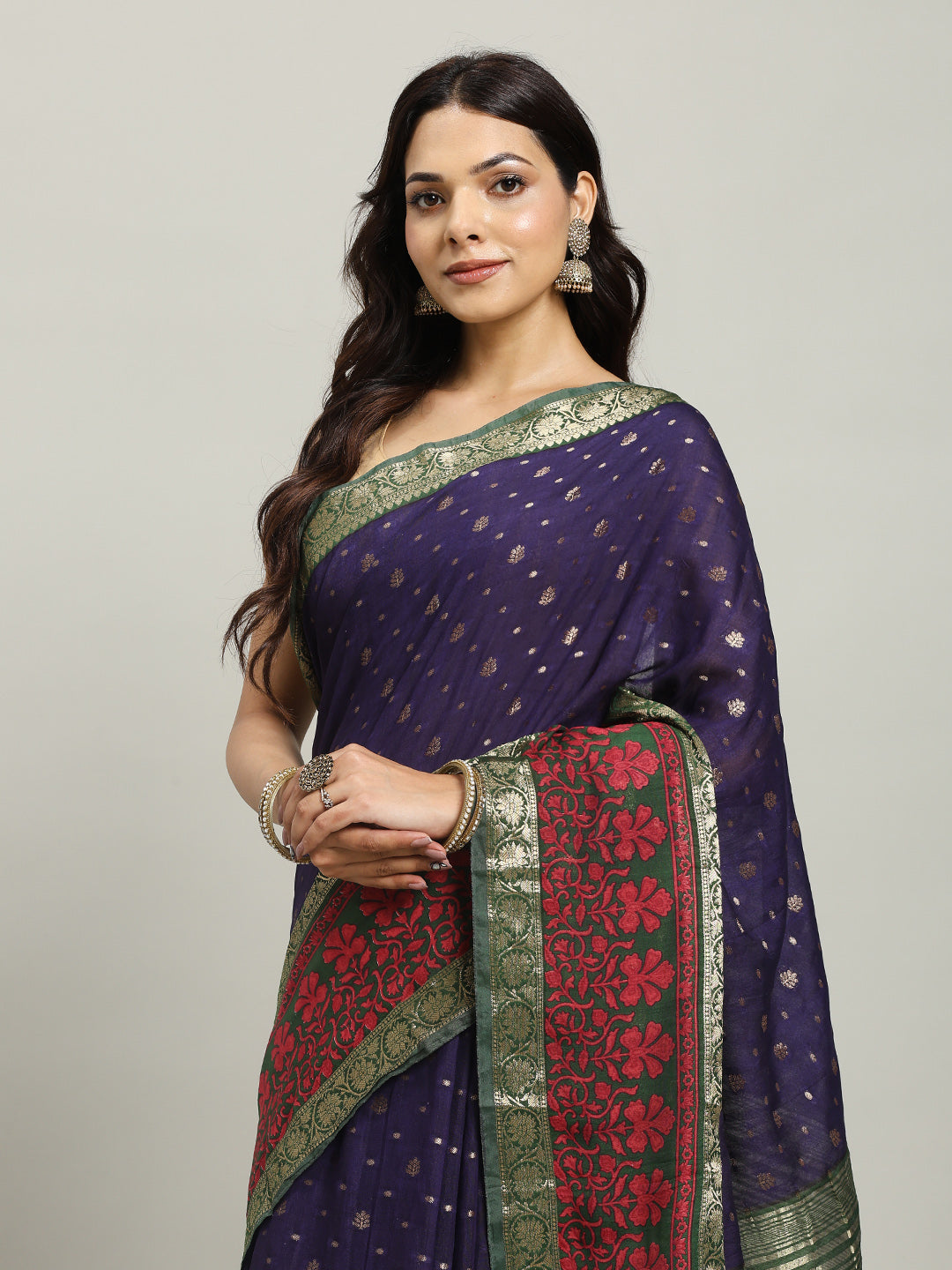 Digital Printed Cotton Blend Woven Saree