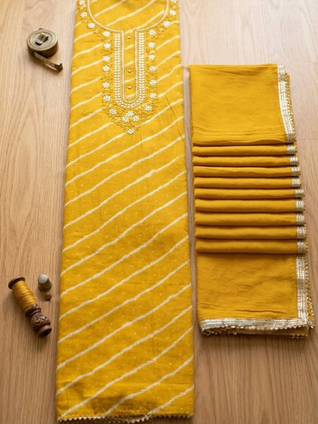Embroidered Cotton Blend Unstitched Suit With Pant &amp; Dupatta