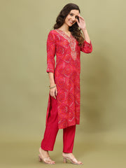 Bandhani Printed Cotton Kurta With Pants