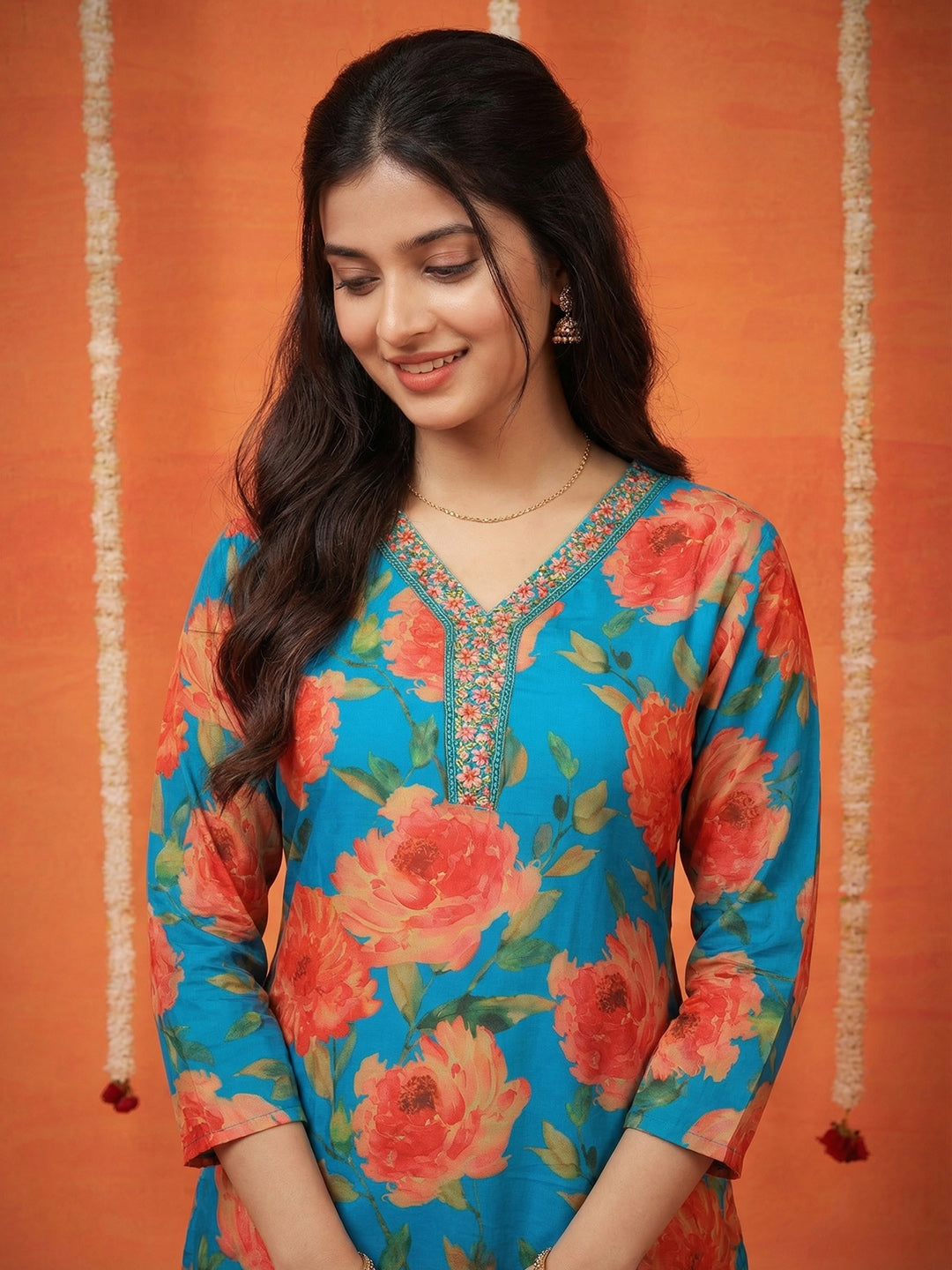 Printed Cotton Blend Kurta With Pant &amp; Dupatta