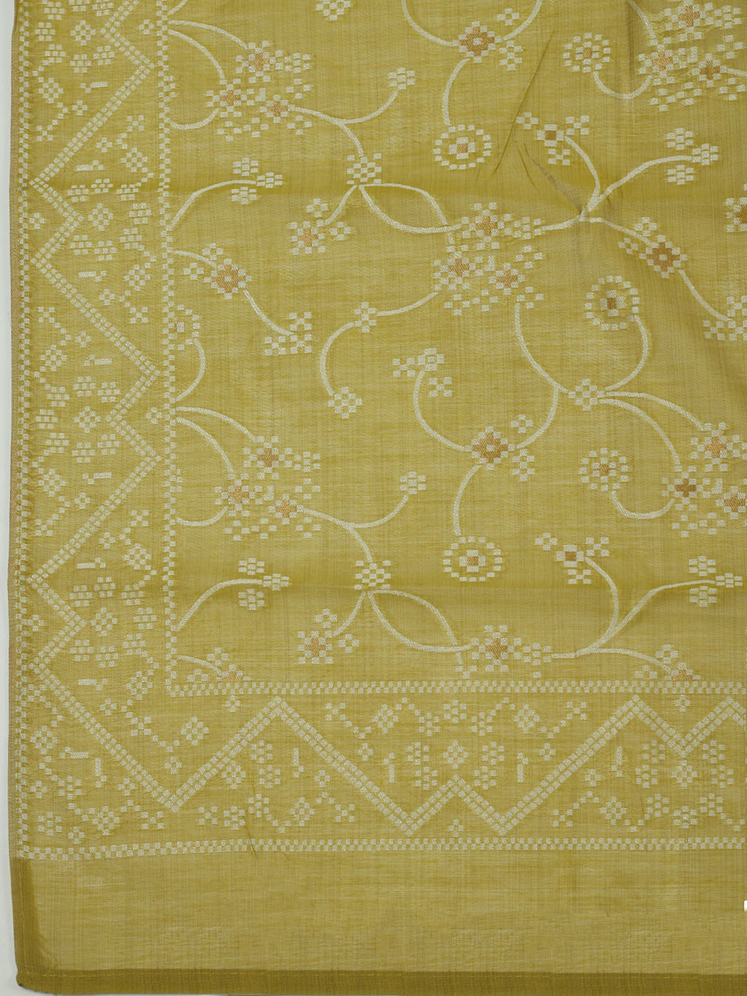Embroidered Chanderi Unstitched Kurta With Pant &amp; Dupatta