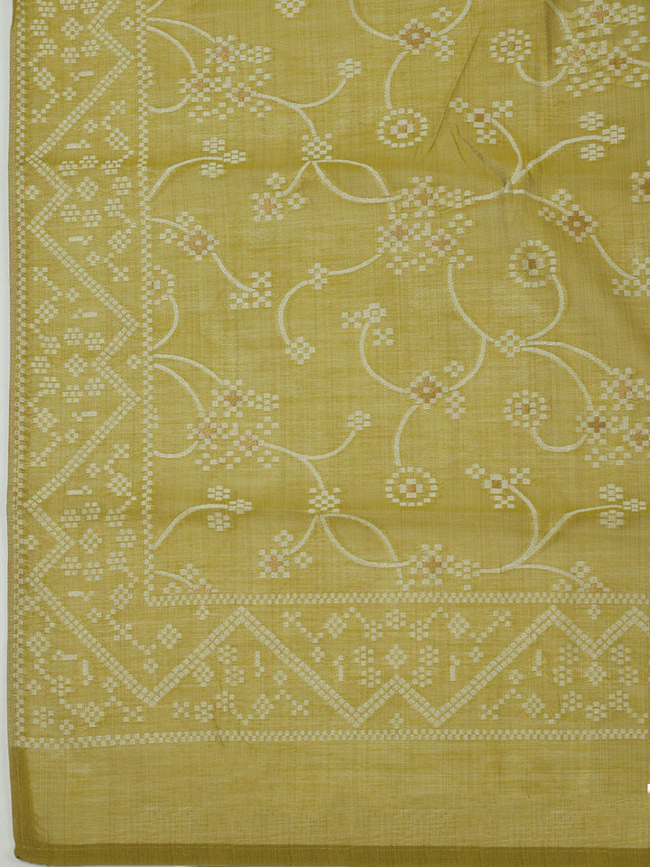 Embroidered Chanderi Unstitched Kurta With Pant &amp; Dupatta