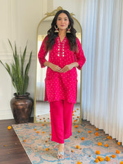 Cotton Blend Kurta With Pants