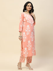 Printed Cotton Kurta With Pants & Dupatta