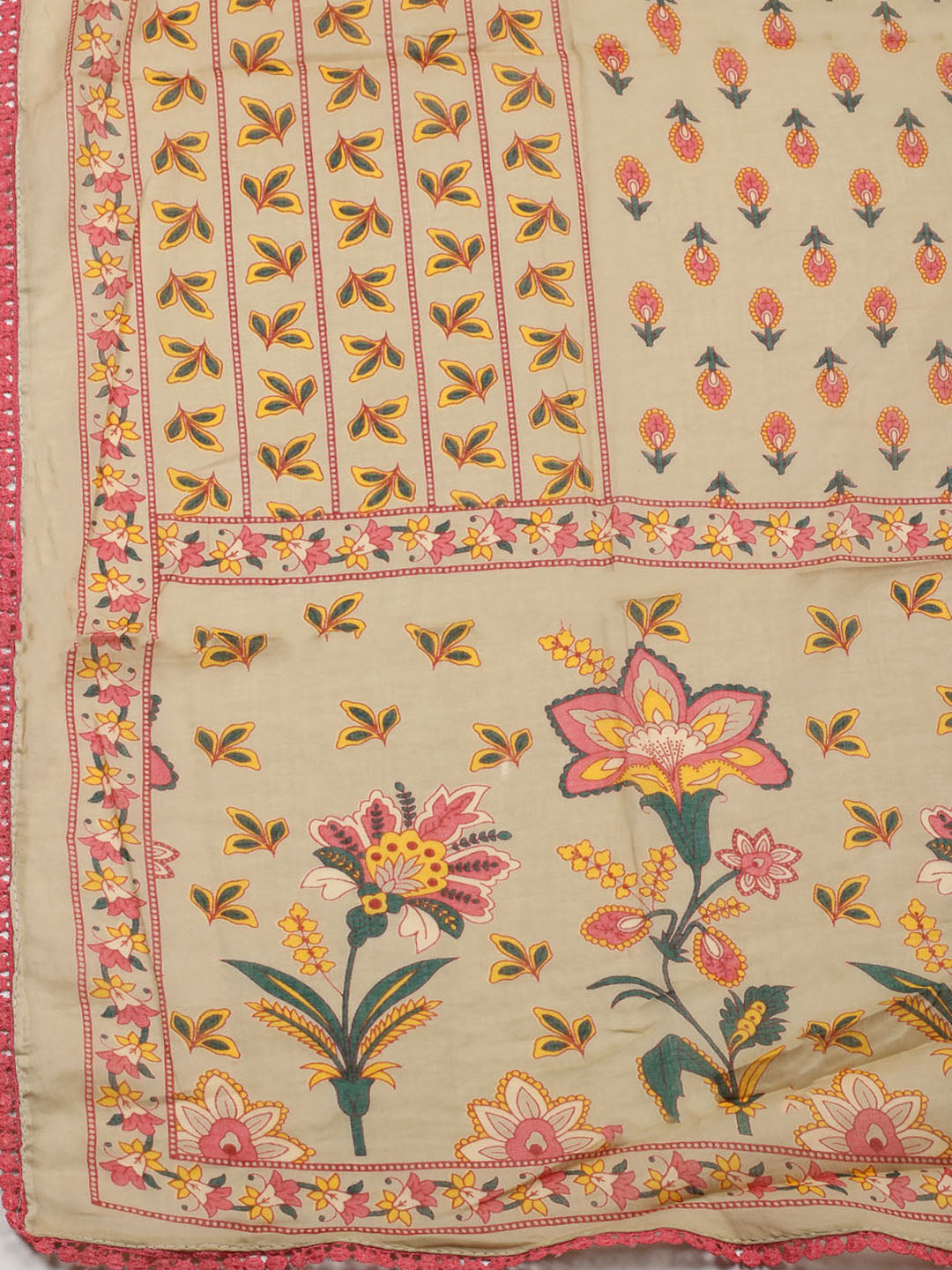 Embroidered Cotton Blend Unstitched Suit With Pant &amp; Dupatta