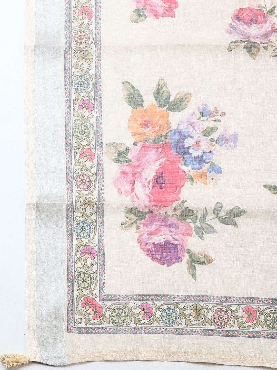 Embroidered Linen Blend Unstitched Suit With Pant &amp; Dupatta