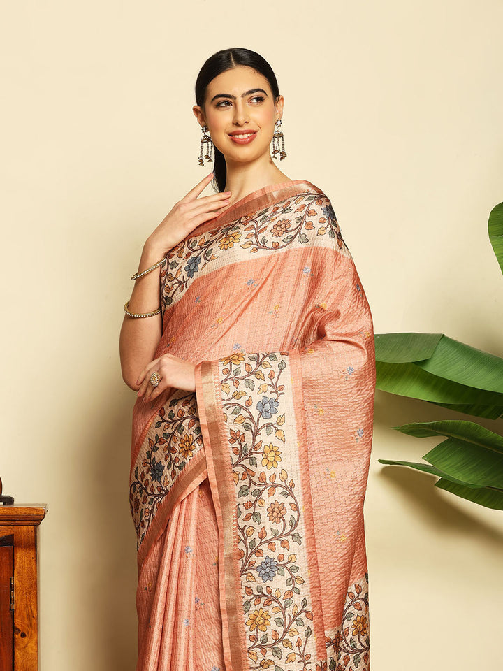 Printed Tussar Saree