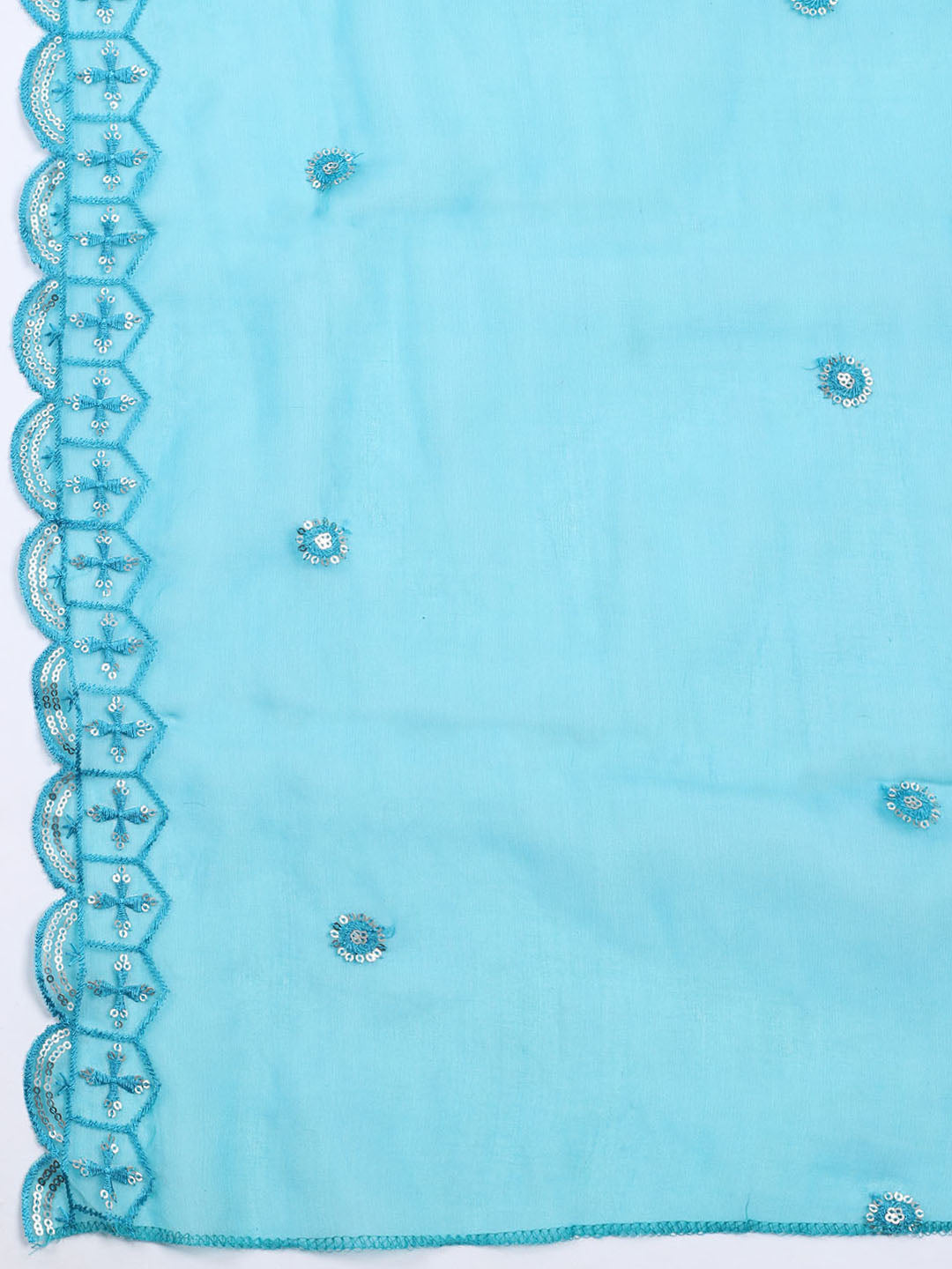 Neck Embroidered Chanderi Unstitched Suit With Dupatta