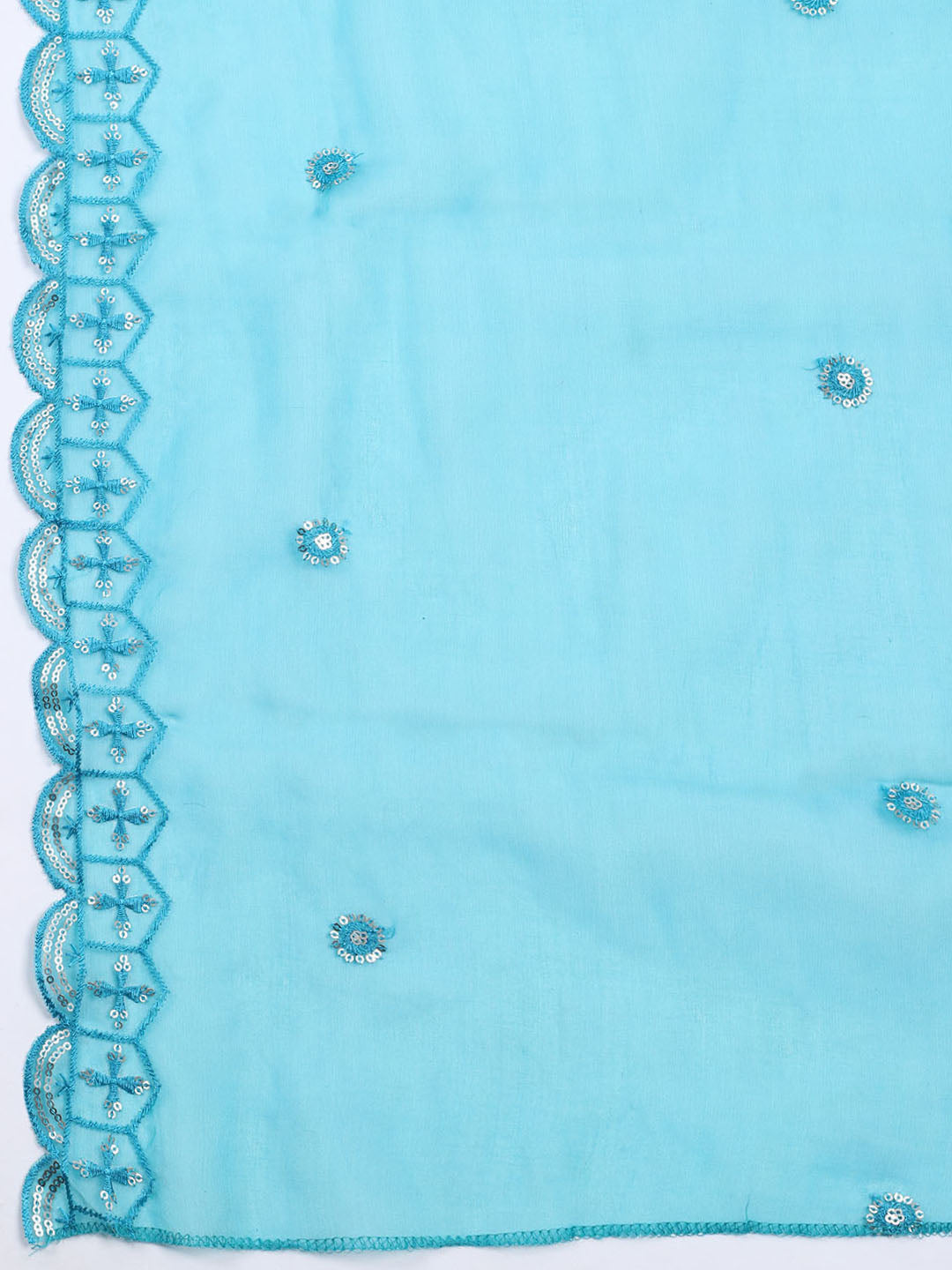 Neck Embroidered Chanderi Unstitched Suit With Dupatta