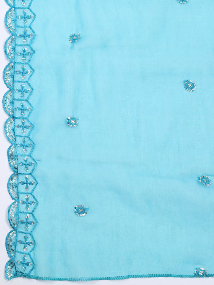 Neck Embroidered Chanderi Unstitched Suit With Dupatta