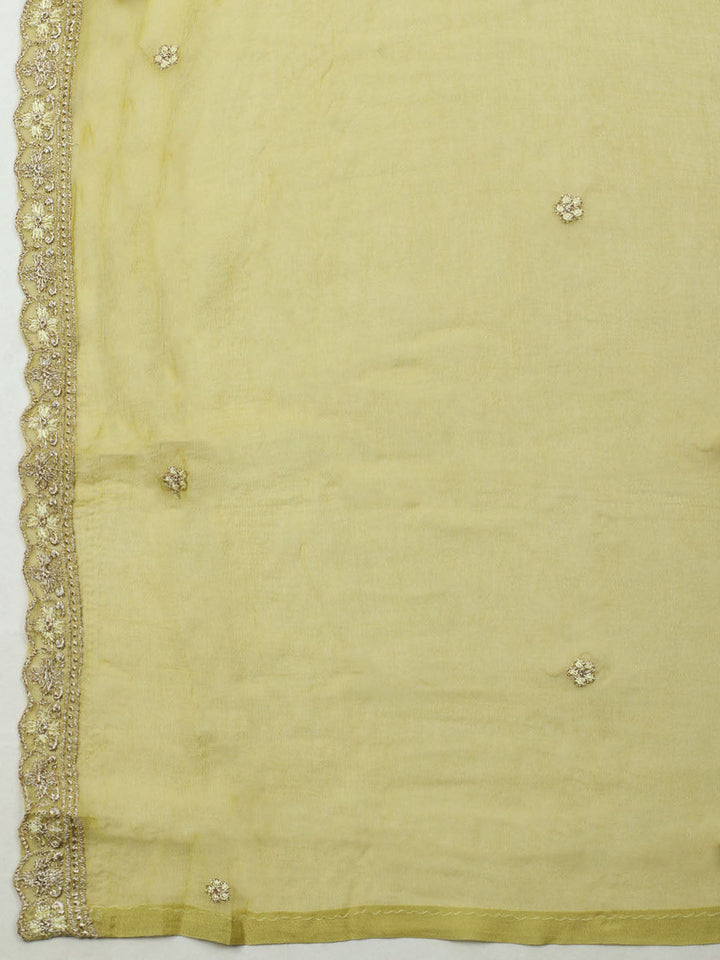 Embroidered Organza Unstitched Suit With Dupatta