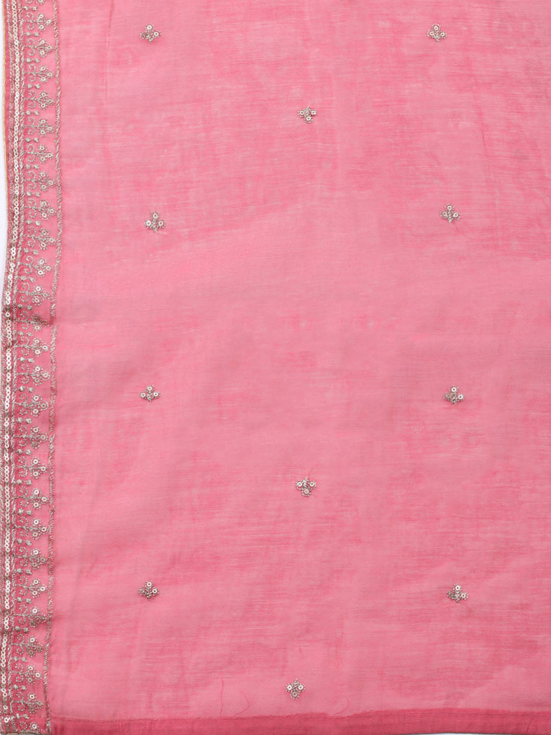 Neck Embroidered Chanderi Unstitched Suit With Dupatta