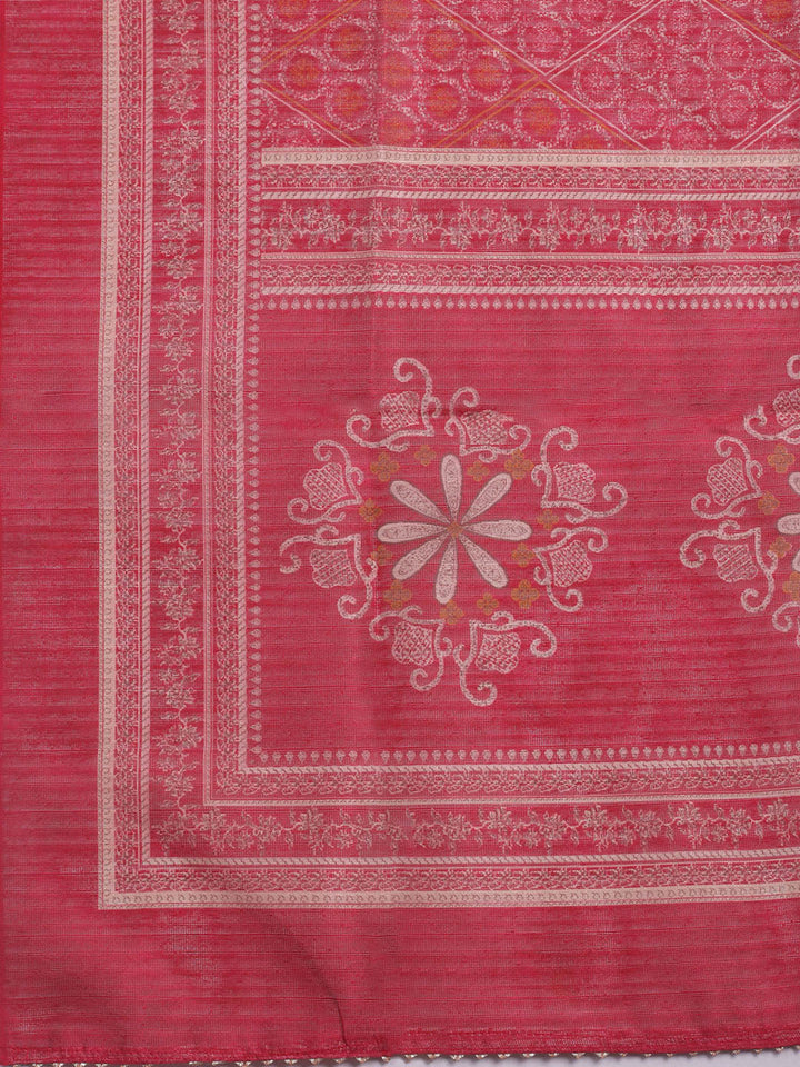 Embroidered Chanderi Unstitched Suit With Dupatta