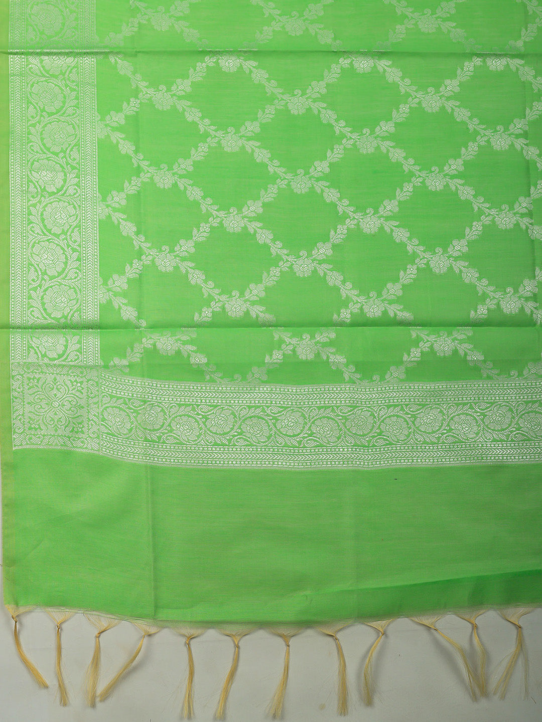 Woven Design Chanderi Unstitched Suit With Pant &amp; Dupatta