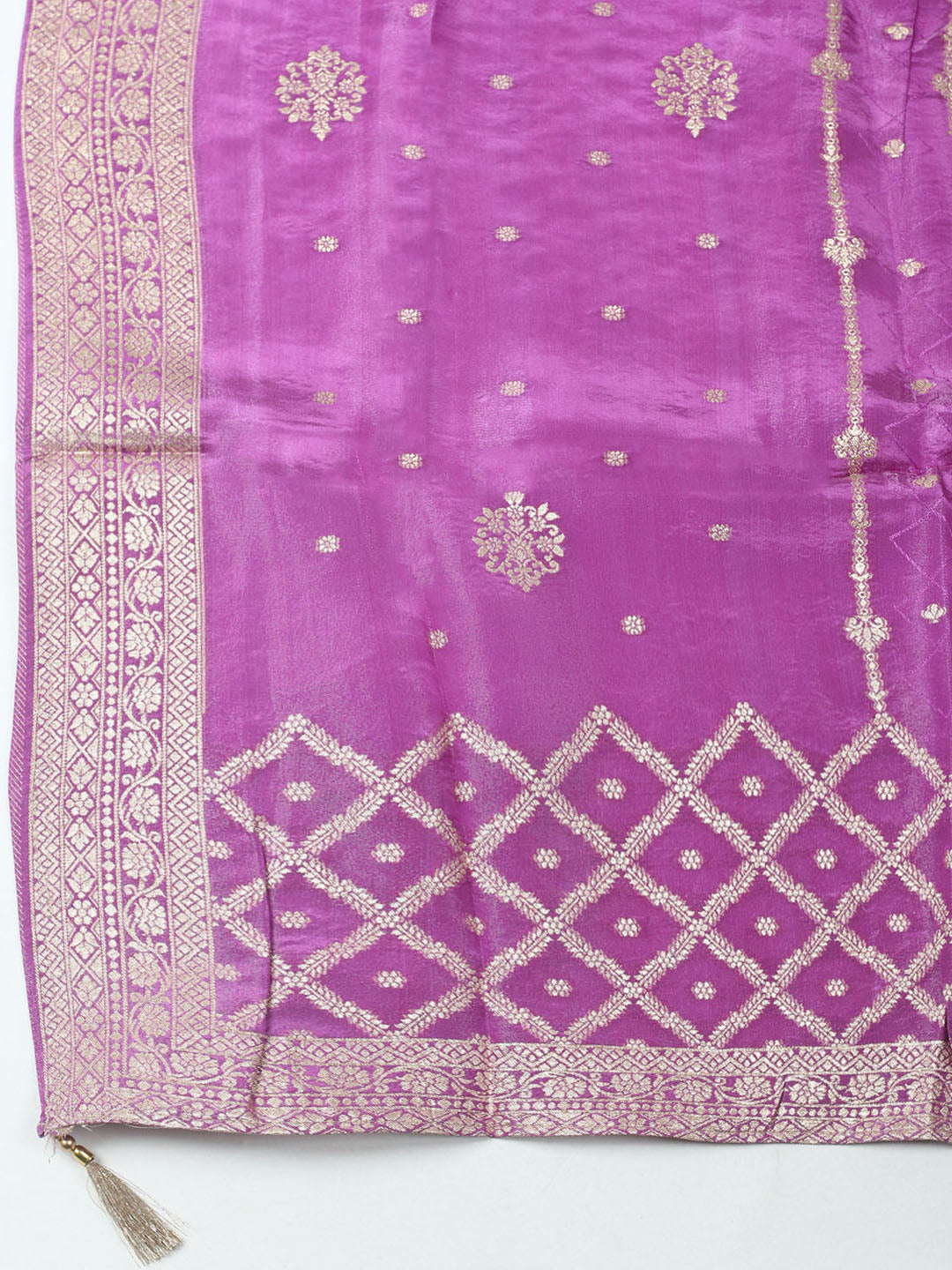 Woven Design Chanderi Unstitched Kurta With Pant &amp; Dupatta