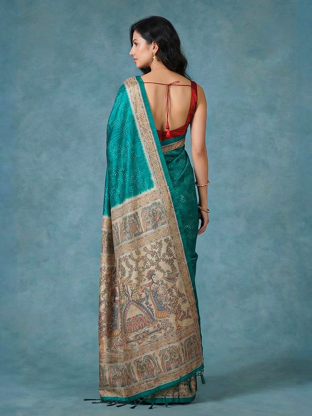 Printed Tussar Silk Saree