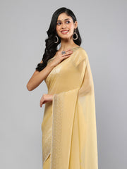 Swarovski Border Art-Chiffon Plain Saree