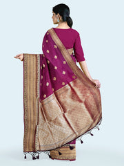 Zari Border Booti Art Silk Woven Saree