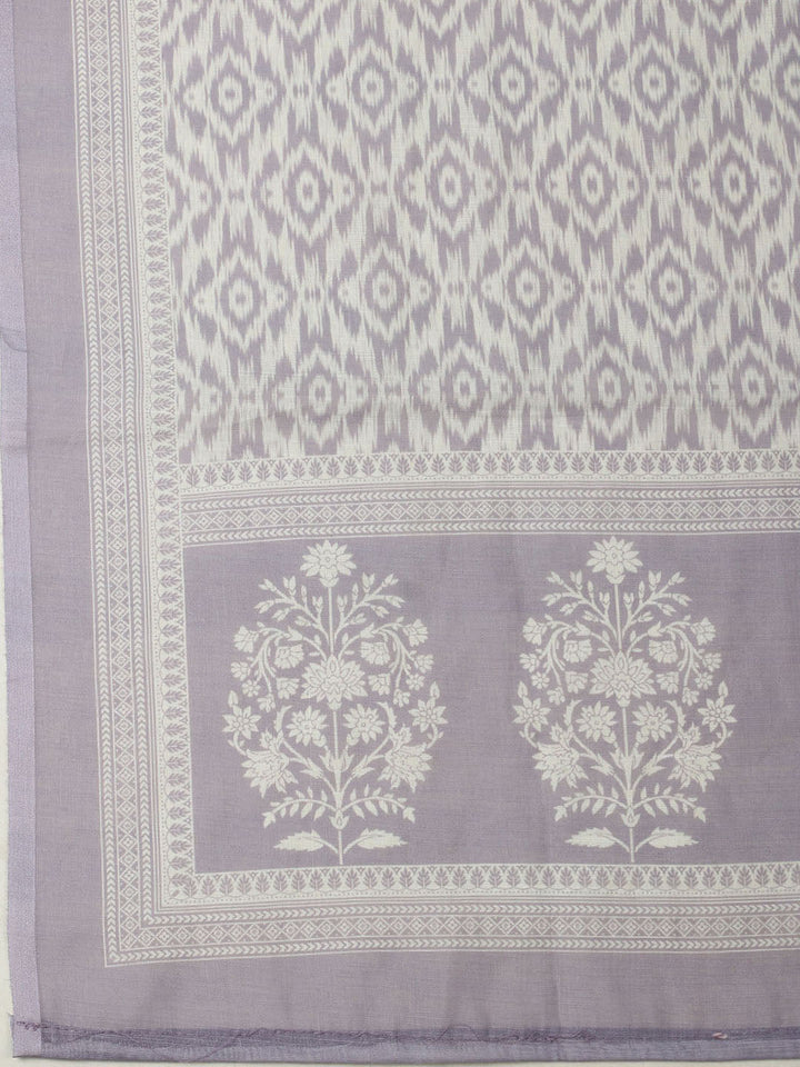 Embroidered Linen Blend Unstitched Suit With Pant &amp; Dupatta