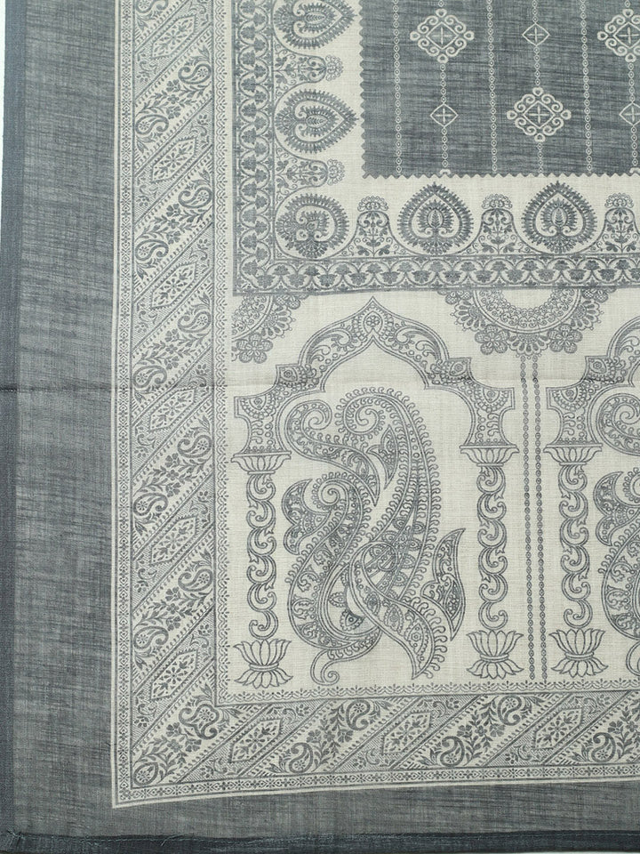 Embroidered Cotton Blend Unstitched Suit With Pant &amp; Dupatta
