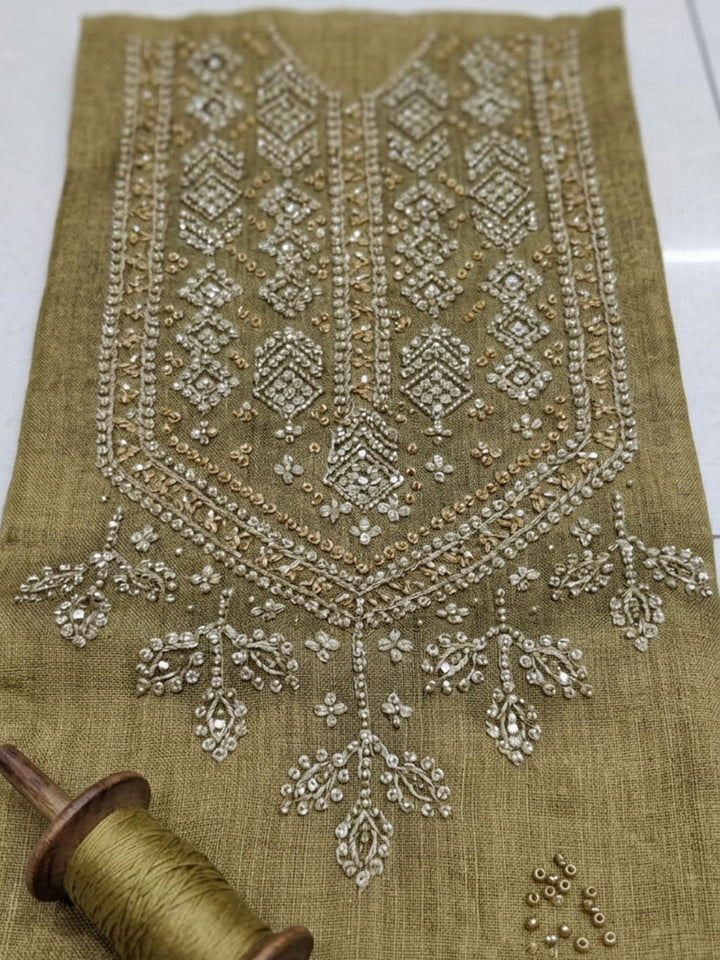 Embroidered Tissue Unstitched Suit With Pant &amp; Dupatta