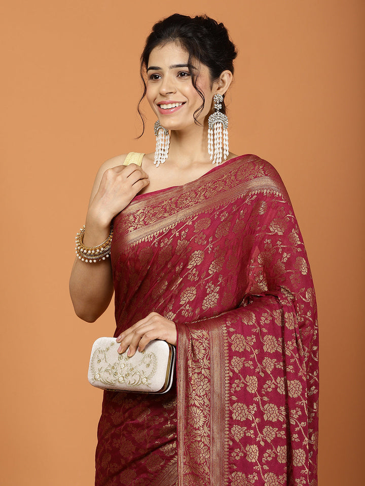 Zari Border Woven Chiffon Saree