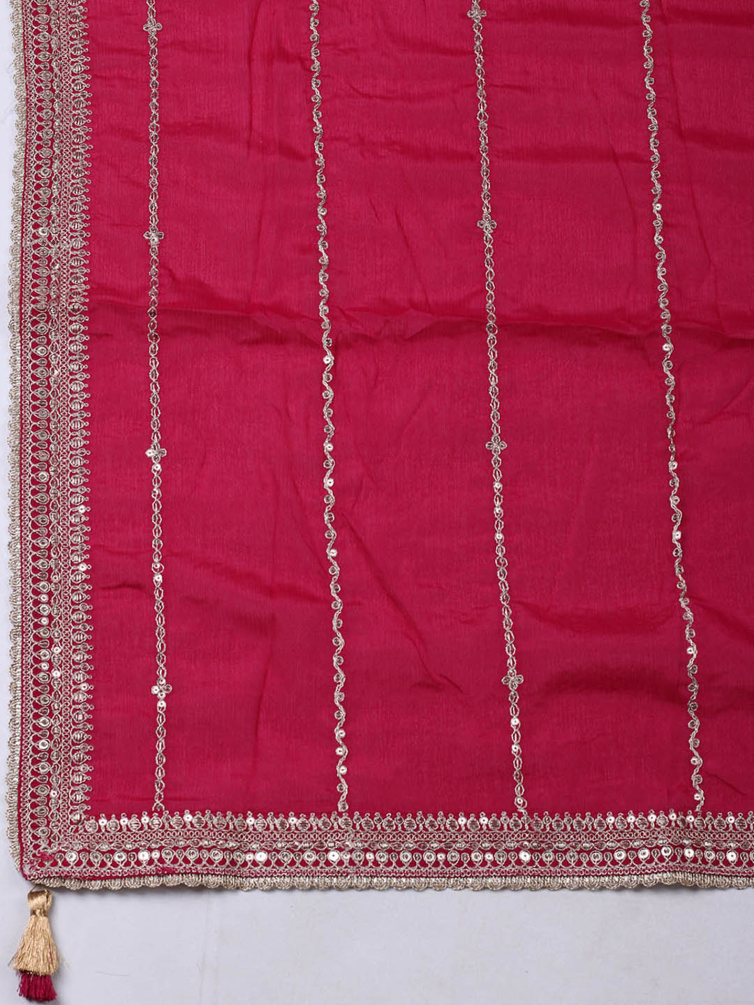 Embroidered Chinon Unstitched Suit With Pant &amp; Dupatta