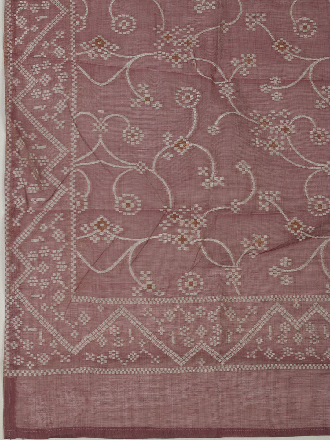 Embroidered Chanderi Unstitched Kurta With Pant &amp; Dupatta