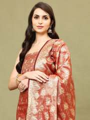 Woven Chanderi Unstitched Suit With Dupatta