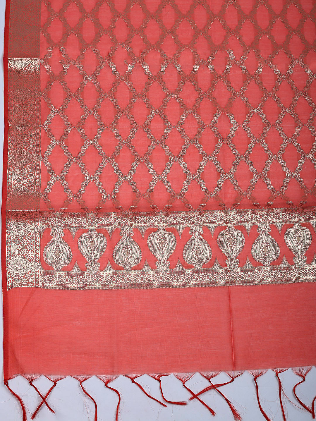 Woven Design Art Silk Unstitched Suit With Pant &amp; Dupatta