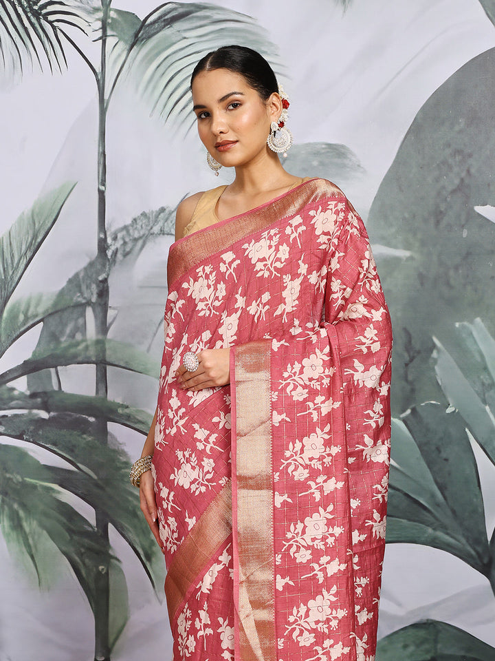 Floral Printed Art Silk Saree