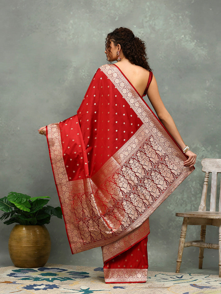 Zari Border Booti Art Silk Woven Saree