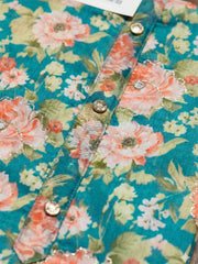 Printed Chanderi Unstitched Suit With Pant