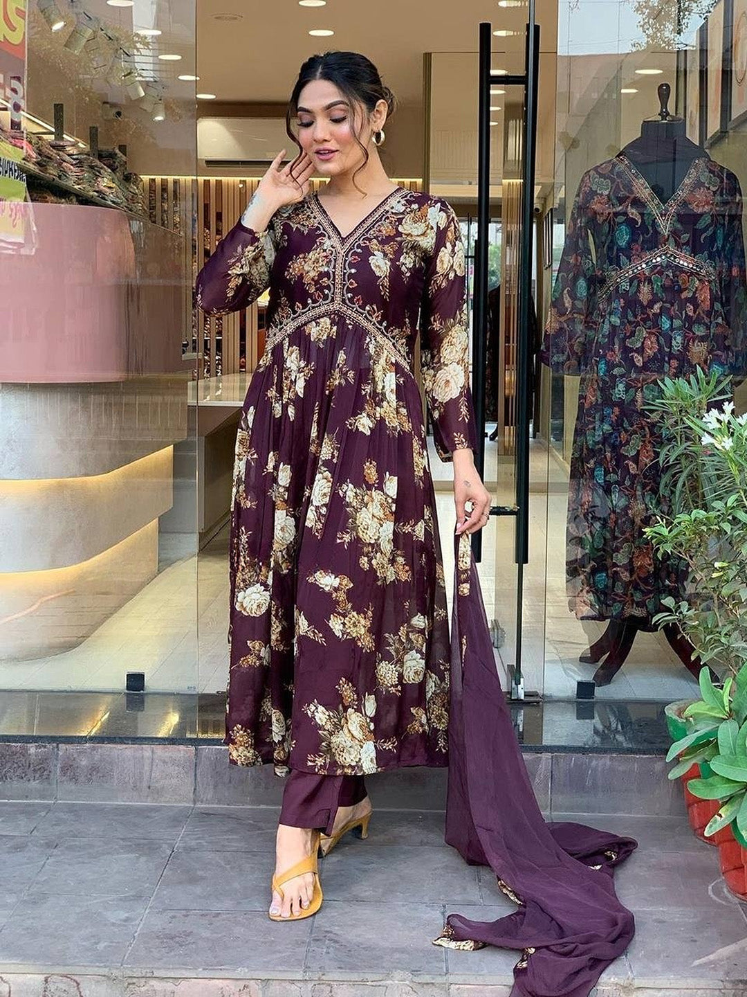 Neck Embroidery Cotton Blend Kurta With Pants &amp; Dupatta