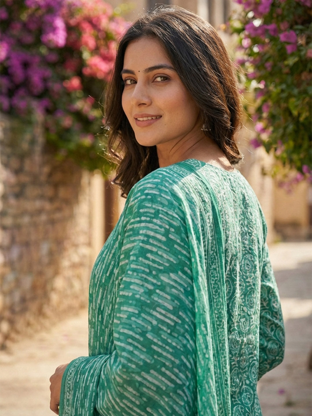 Printed Cotton Blend Suit With Pant &amp; Dupatta