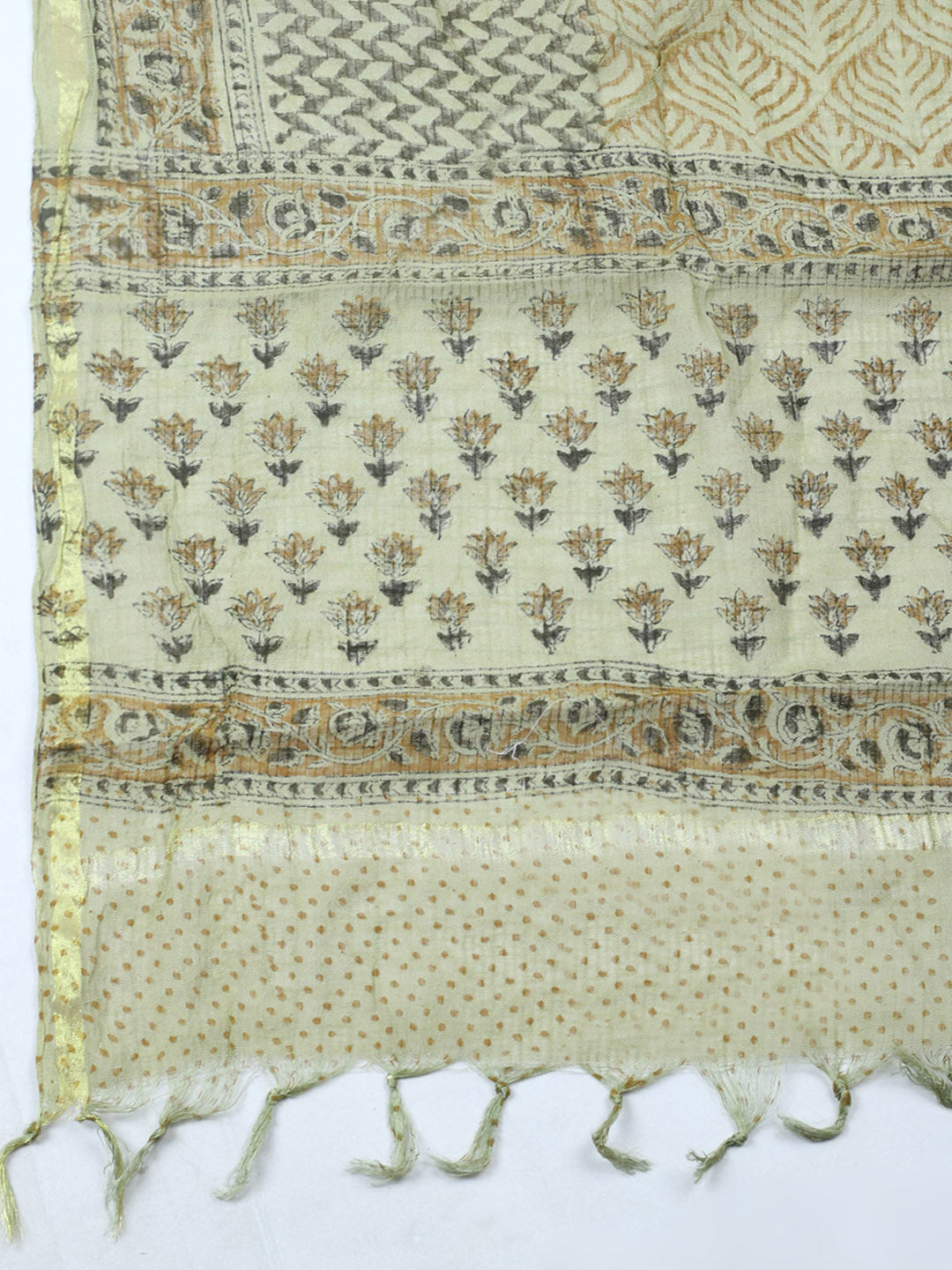 Printed Cotton Blend Unstitched Suit With Pant &amp; Dupatta
