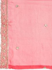 Border With Booti Muslin Unstitched Suit With Dupatta