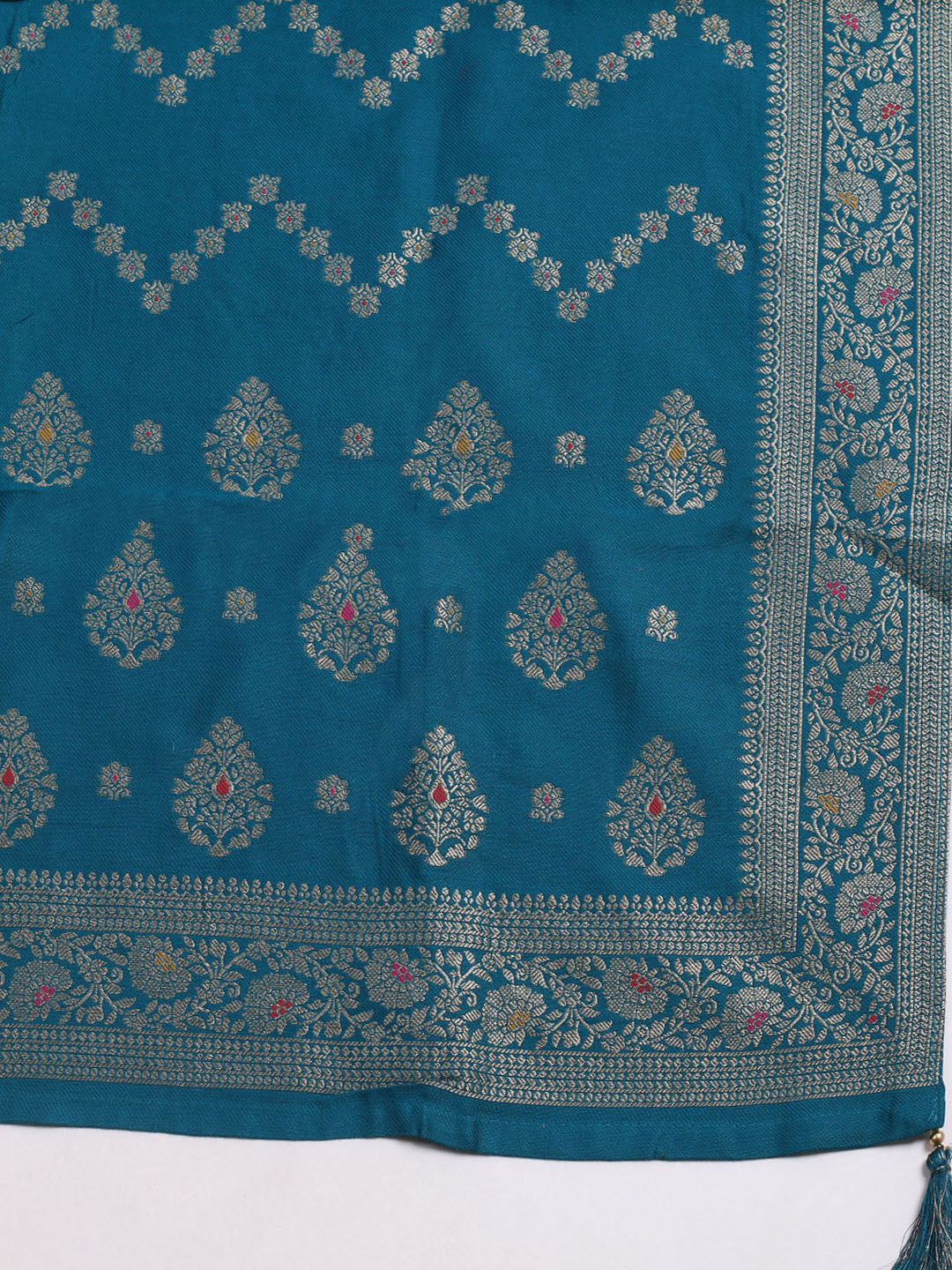 Pashmina Woven Design Unstitched Kurta With Pant &amp; Dupatta