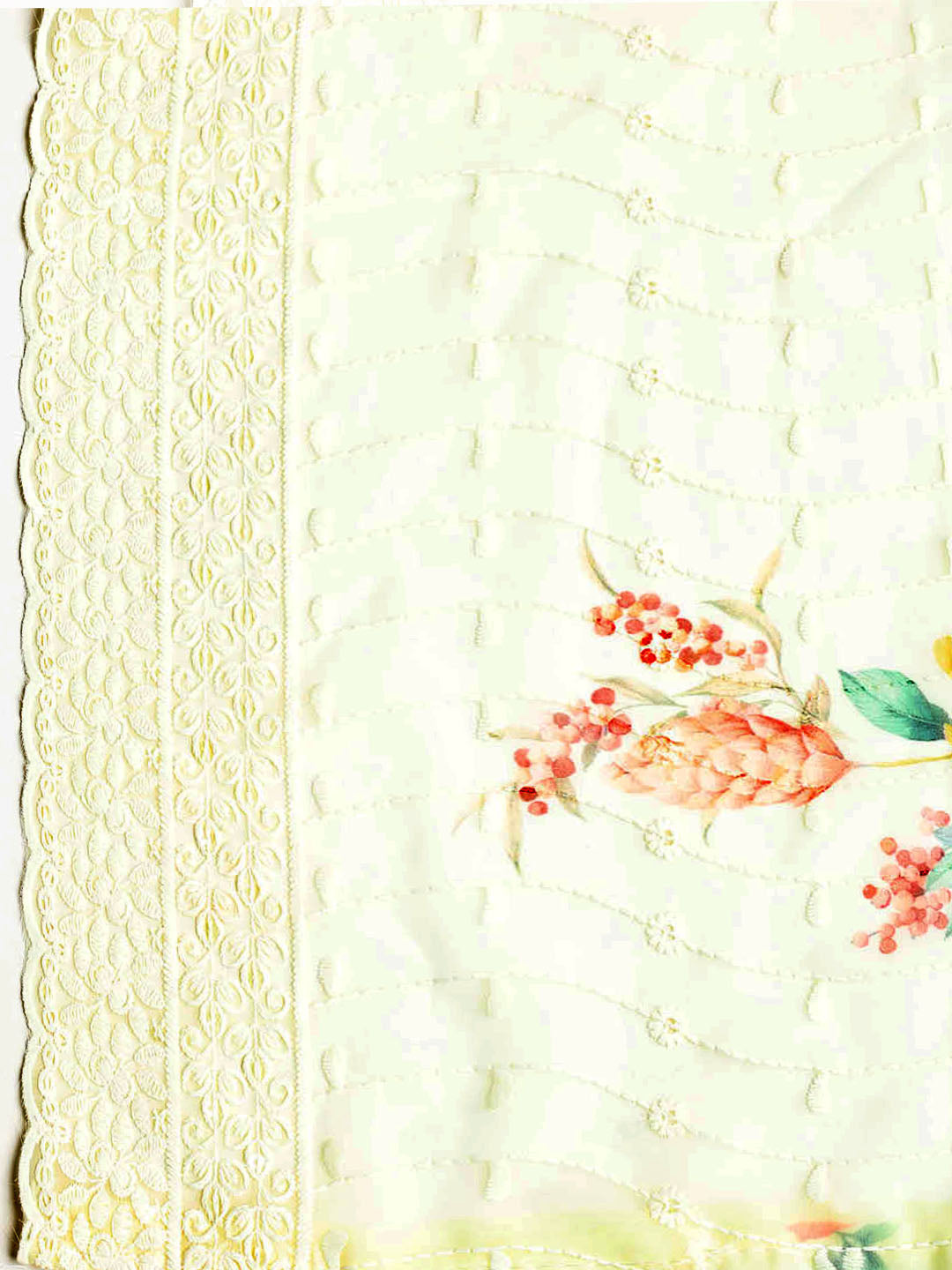 Chikan Work Georgette Unstitched Suit With Dupatta