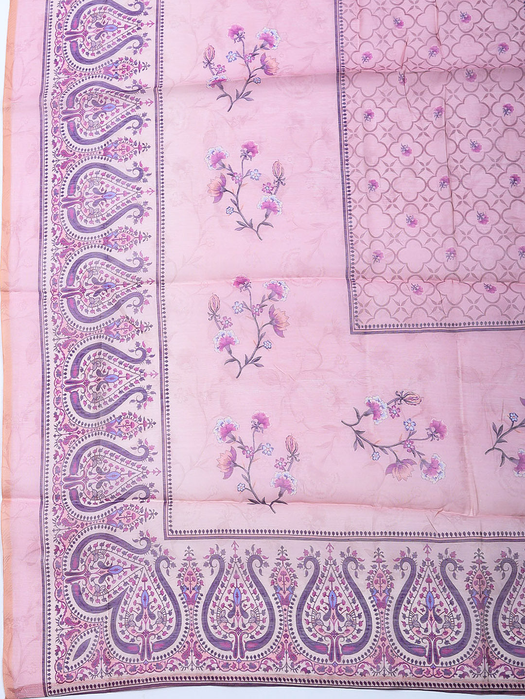 Embellished Chanderi Unstitched Suit With Pant &amp; Dupatta