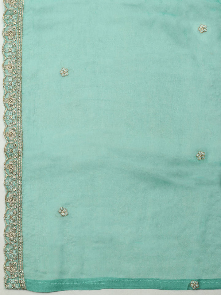 Embroidered Organza Unstitched Suit With Dupatta