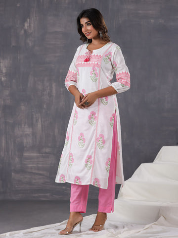 Printed Cotton Kurti With Pants