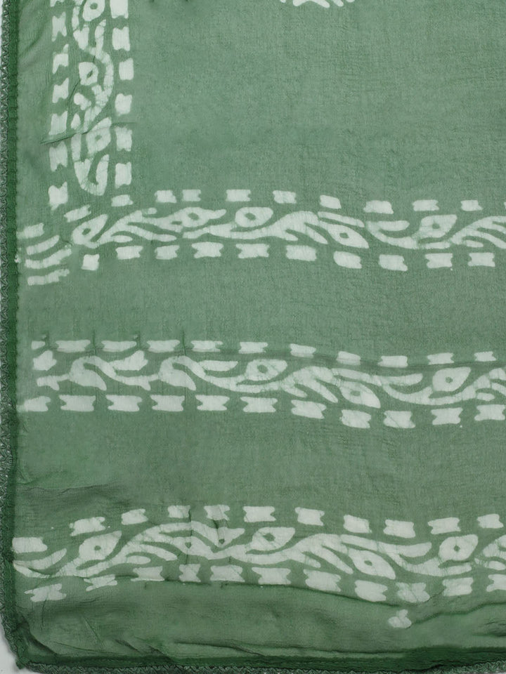Printed Cotton Blend Unstitched Kurta With Pant &amp; Dupatta