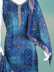 Bandhani Printed Art Silk Kurta With Pants & Dupatta
