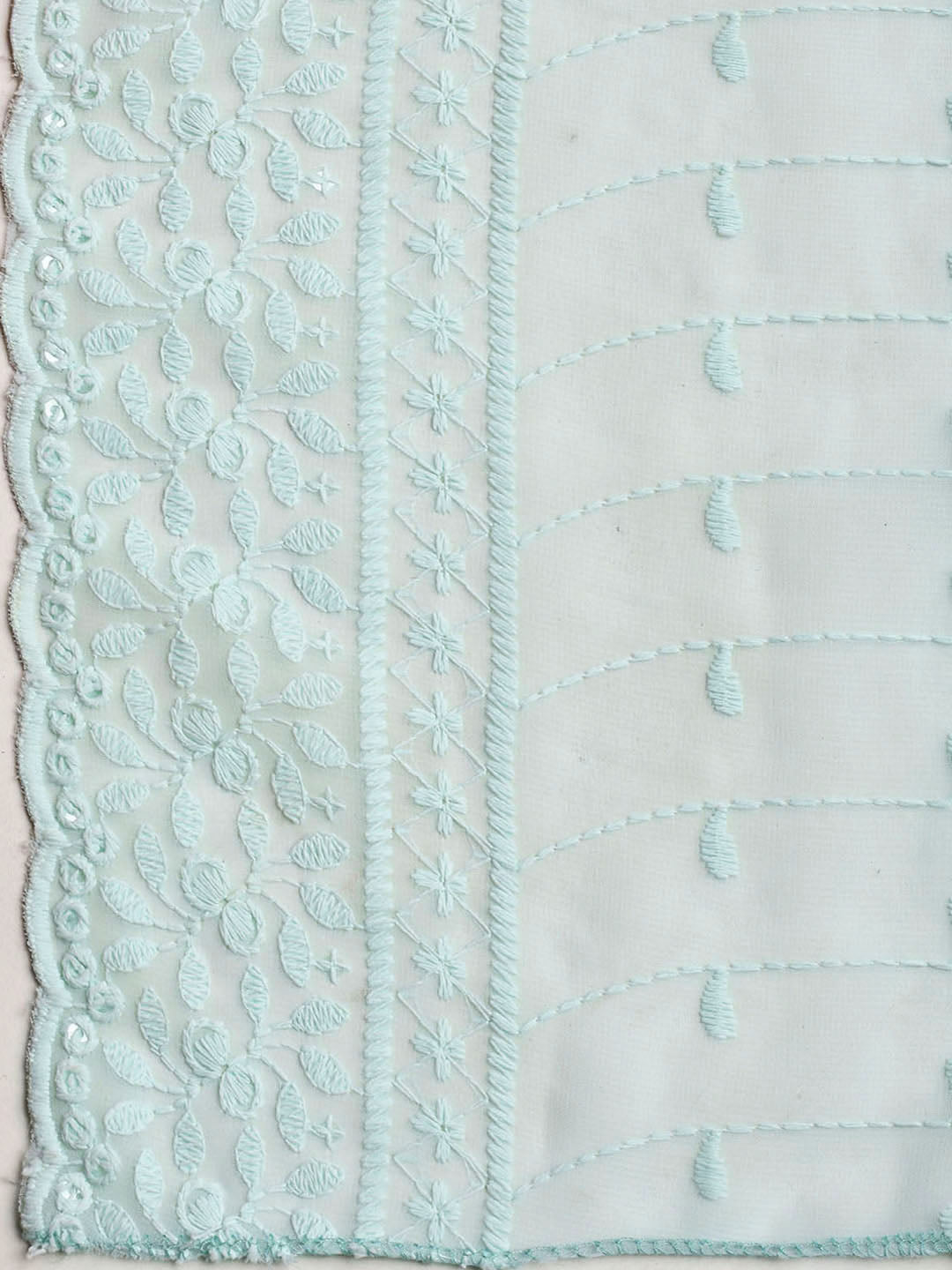 Chikan Work Georgette Unstitched Suit With Dupatta
